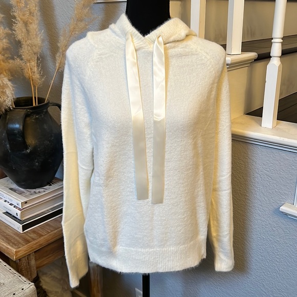 Olivia Sky Sweaters - Olivia Sky Hooded EyeLash Pullover Ivory Sweater